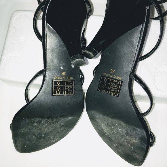 Aldo Black Sling  6" Anklet Wrap & 3.25" Heel Sz 5 - Picture 6 of 7